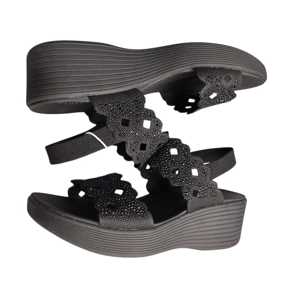 Skechers Parallel Lite Sassy Dayz 2.0 Wedge Sandals Womens US 9 Black Comfort